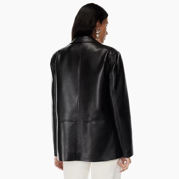 Aritzia Babaton Logan Faux Leather Jacket Blazer Black Sz Large - Picture 13 of 13